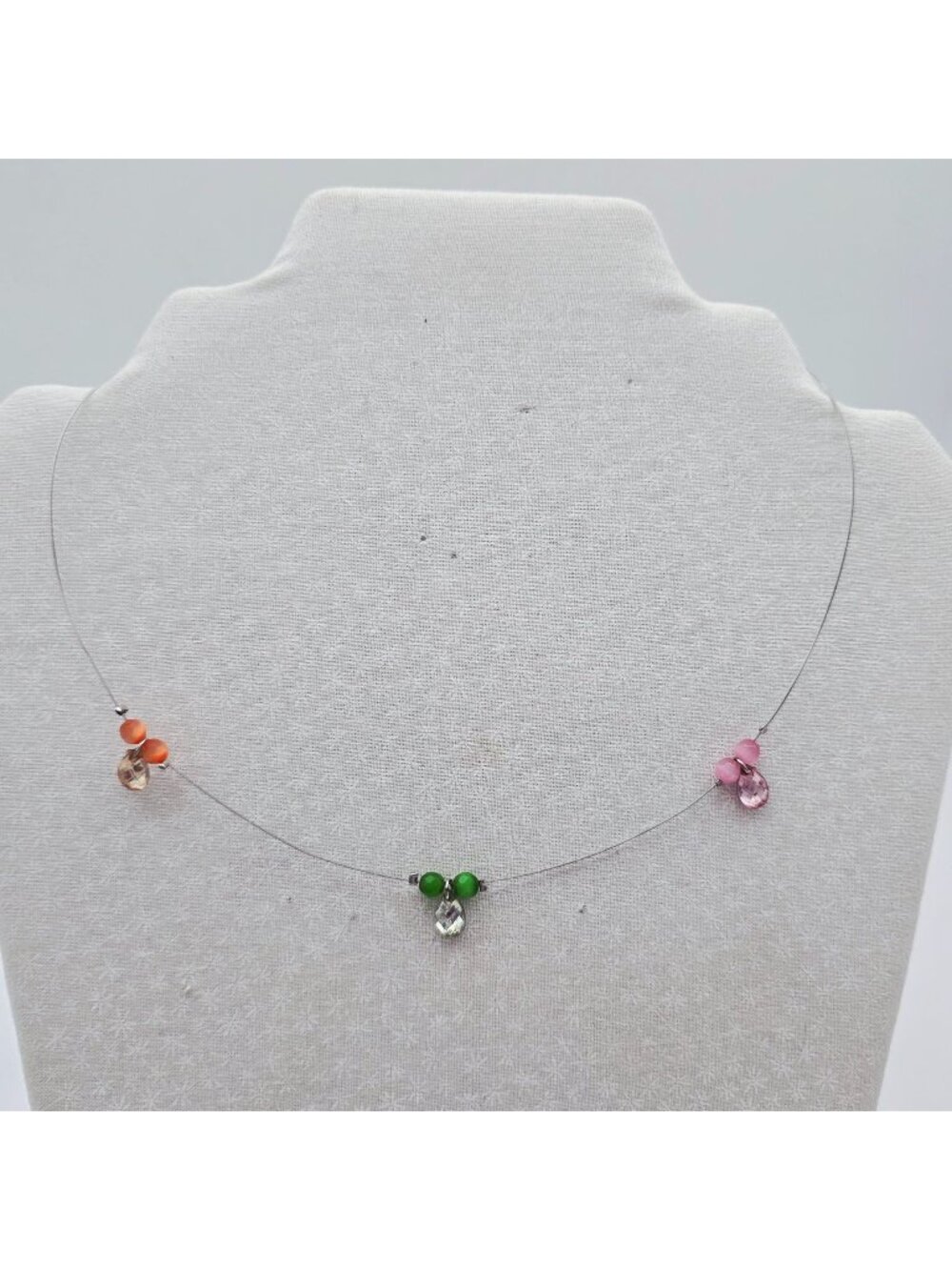 Lia Sophia Multi-Color Beaded Teardrop Charm Wire Necklace